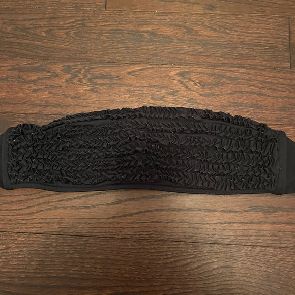 BCBG MAXAZRIA Swim Black Ruffle Tube Bikini Bathing suit Top - Picture 1 of 8